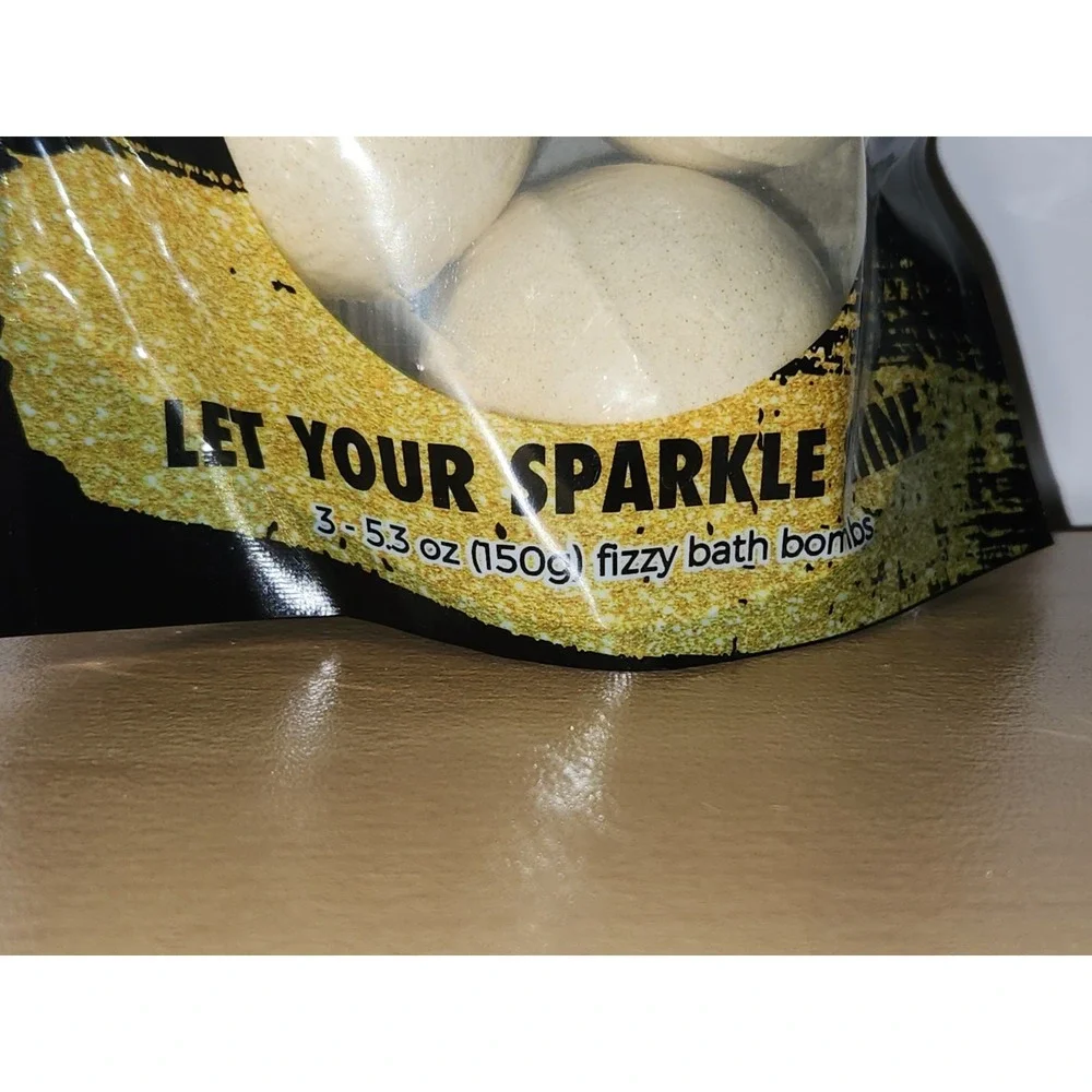 Glitter Bath Bombs~3 Pack~5.3 oz‎ (150g) Fizzy Bath Bombs~Sparkle~Bath Treasures